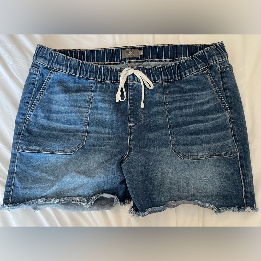 Torrid Dark Blue Jean Shorts with Drawstring